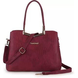 LAIK Handbags for Women Premium PU Leather Shoulder Bags Latest Trendy Design Bag Top Handle Stylish Bag For Ladies Maroon