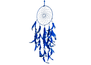 Blue Colour feathers - Dream Catcher Traditional Indian Dreamcatchers Wall Art For Bedrooms, Home Wall, Hanging Design. Size 12"