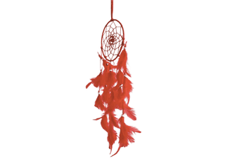 Orange Colour feathers - Dream Catcher Traditional Indian Dreamcatchers Wall Art For Bedrooms, Home Wall, Hanging Design. Size 6" (2 - Piece Set)