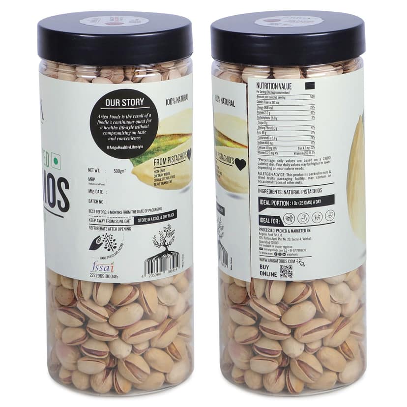 Ariga Foods Premium Quality Roasted Salted Pistachios (500 g) view 2