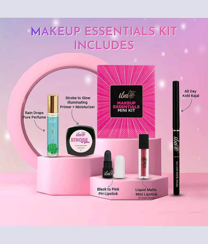 Iba Mini Makeup Essentials Kit (Set of 5) - Perfume, Kajal, Liquid Lipstick, Primer & PH Lipstick view 2