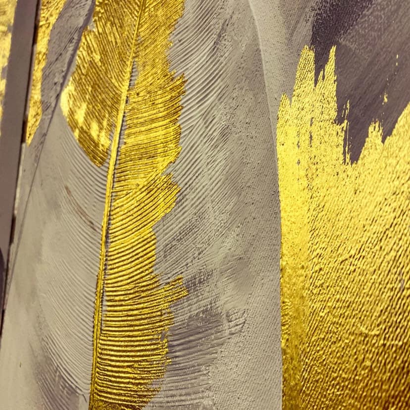 CONCREATE AND GOLD LEAF 24in X 24in WITH BLACK FRAME view 2