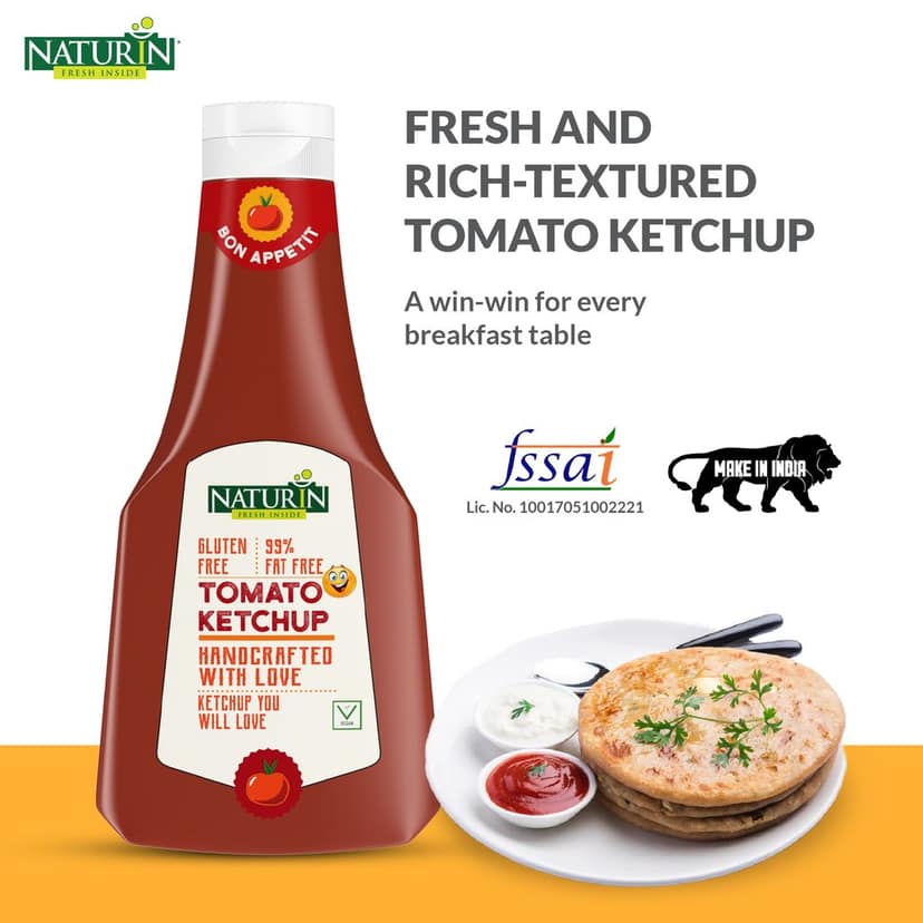 Naturin Tomato Ketchup - Sweet & Tangy Gluten Free Sauce - 100% Vegetarian - Made with Hand Picked Premium Quality Tomatoes for Superior Taste - 400gm view 2