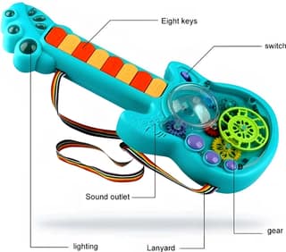 Zenex Store Transparent Gear Guitar with Lights Toy for Kids Acoustic Music Learning Toys - Blue