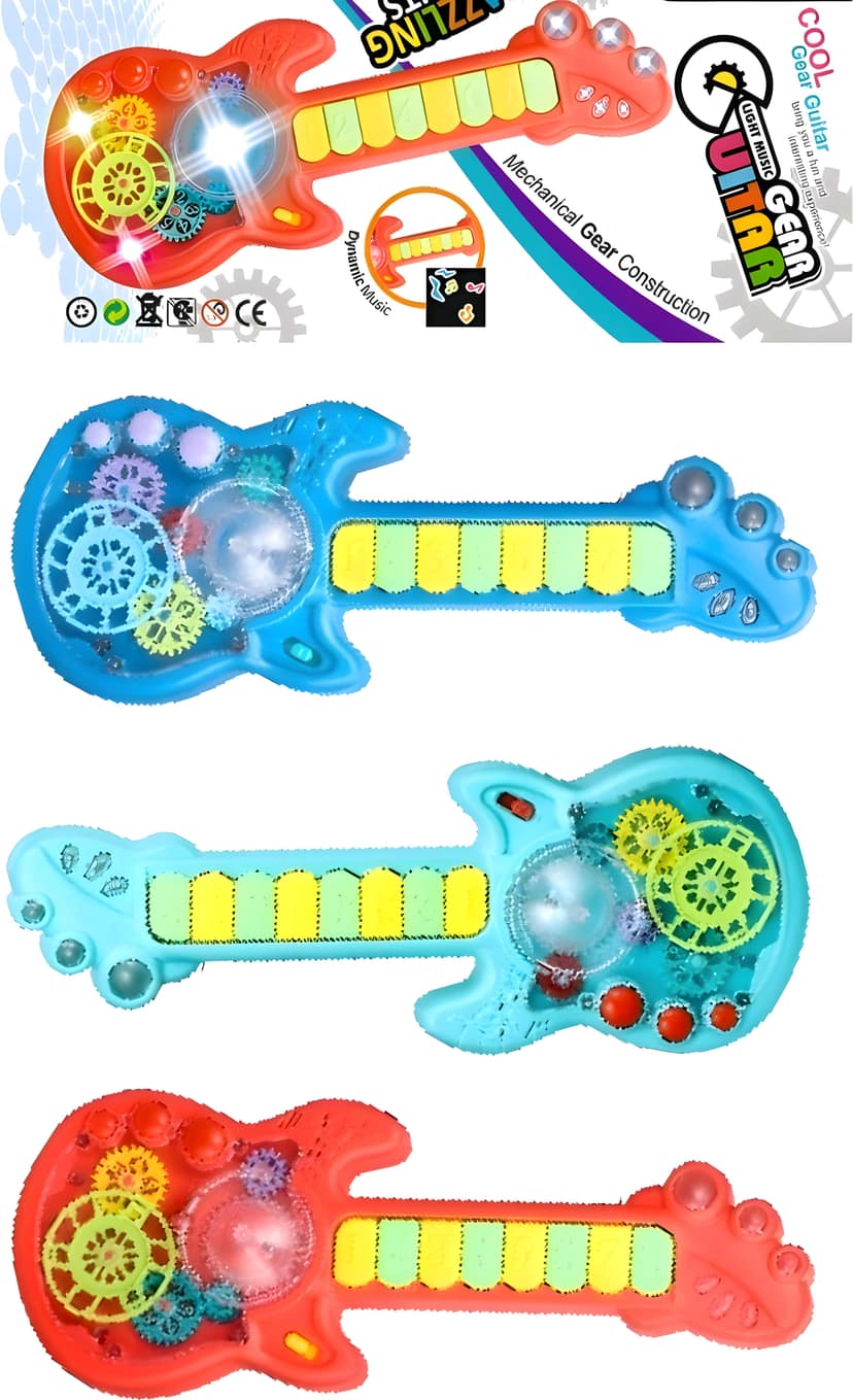 Zenex Store Transparent Gear Guitar with Lights Toy for Kids Acoustic Music Learning Toys - Blue view 2