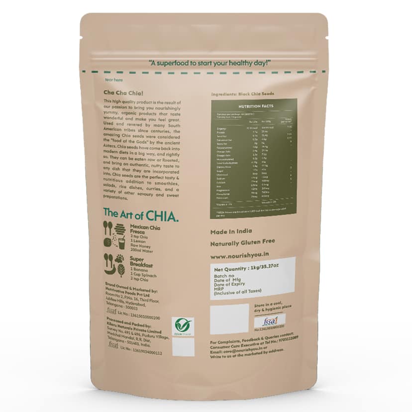 nourish you Raw Black Chia Seeds view 2