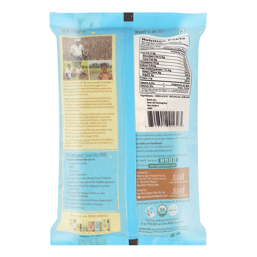 Organic Shastra Pesticide-Free Unpolished Chana Dal | Natural | No Artificial Flavours - 1kg view 2