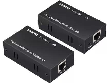 HDMI Extender 120M Over Single Cat6e UTP Ethernet Cable for 1080P Support 3D (1x Transmitter+1x Receiver+ Power Adapters) for PS4, TV Box, PC, DVD Player, Media Streaming Device (Black) view 2