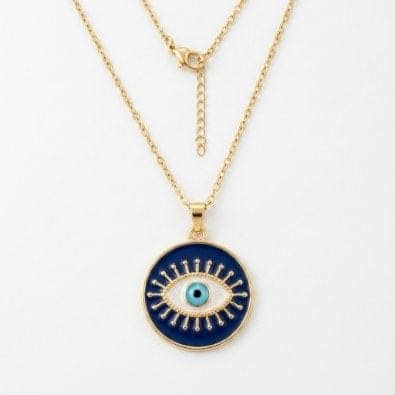 Evil Eye Round Medallion Necklace | Gold-Tone Anti-Tarnish Imitation Jewellery