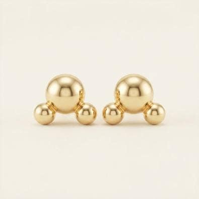 Gold Tri-Ball Cluster Studs | Gold-Tone Anti-Tarnish Imitation Jewellery