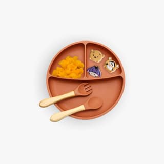 Kids Station 3 Piece BPA-Free Silicone Baby Feeding Set - Baby Plate - Spoon and Bowl - Make Mealtime Fun - Microwave Safe - Unbreakable Eco-Friendly - Organic & Natural (Plate (Set of 3), Orange) Kids Station 3 Piece BPA-Free Silicone Baby Feeding Set -
