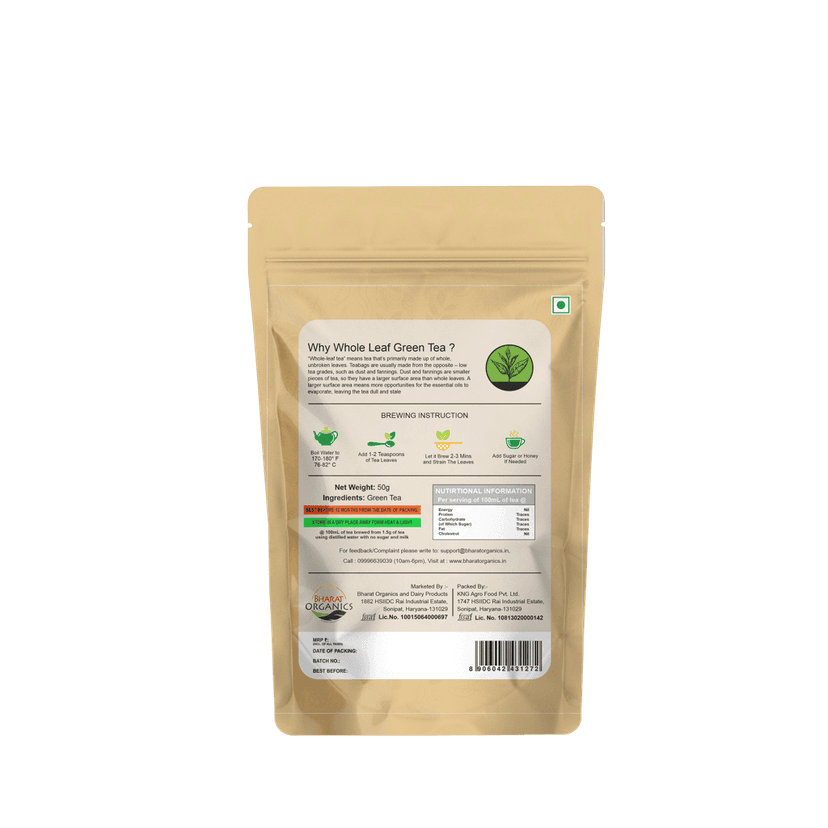Bharat Organics Whole Leaf Green Tea, Pouch, 50 Gms view 2