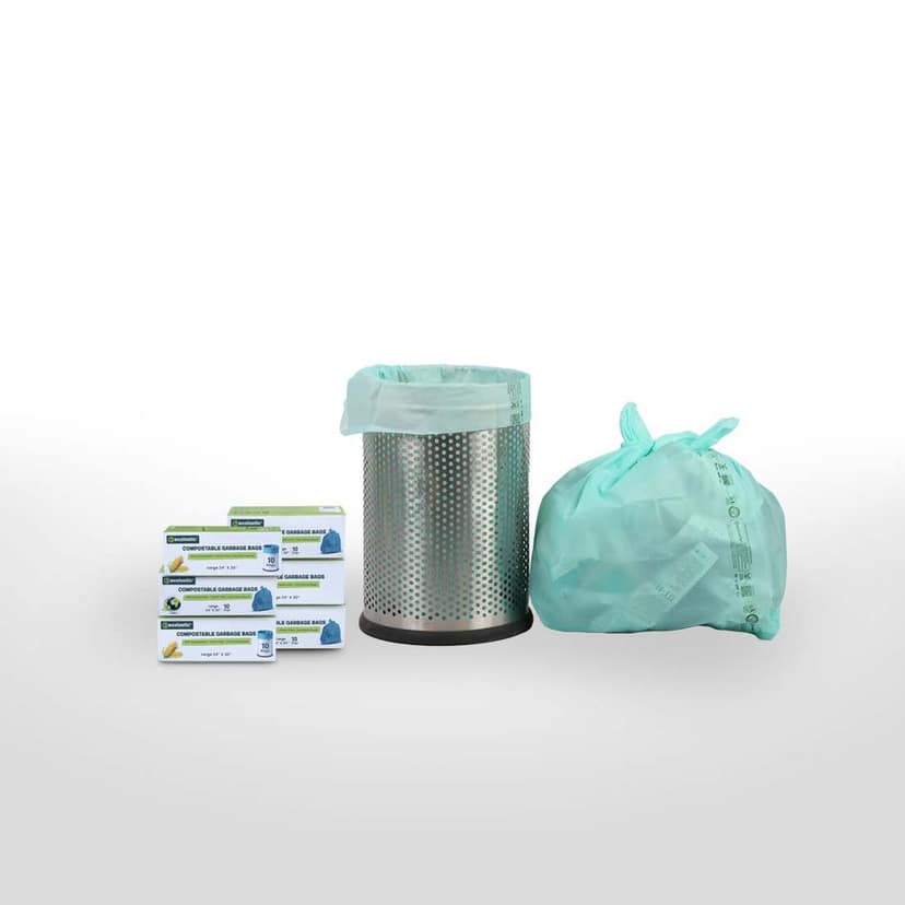 Ecolastic 100% Compostable & Eco-friendly Garbage Bags I LARGE (24 x 30 in.) I 60 bags I Pack of 6 I Capacity 80L I Green Colour view 2