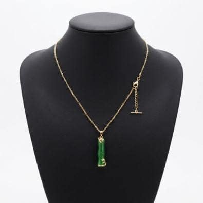 Green Bamboo Necklace | Gold-Tone Anti-Tarnish Imitation Jewellery
