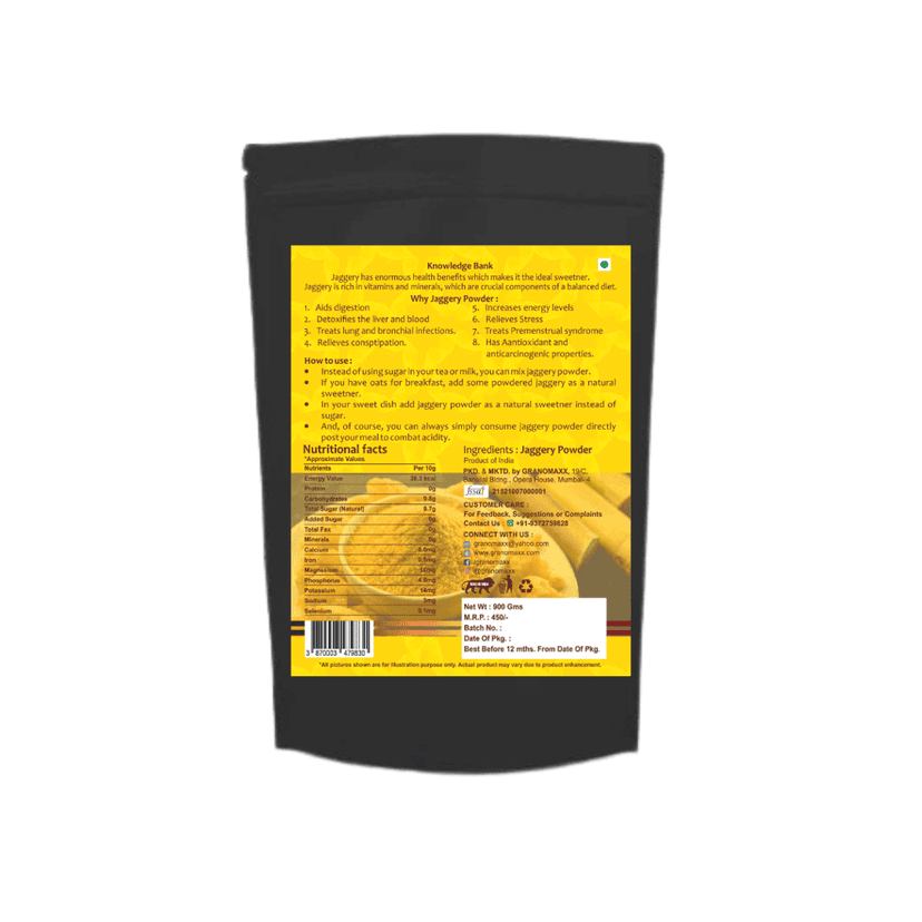 Granomaxx Jaggery Powder 900g | Natural Sweetener| Sugar Substitute | Premium Quality | Gud Powder view 2