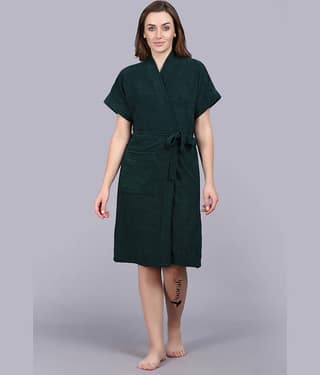 Poorak Green Free Size Bathrobe ( Pack of 1 )