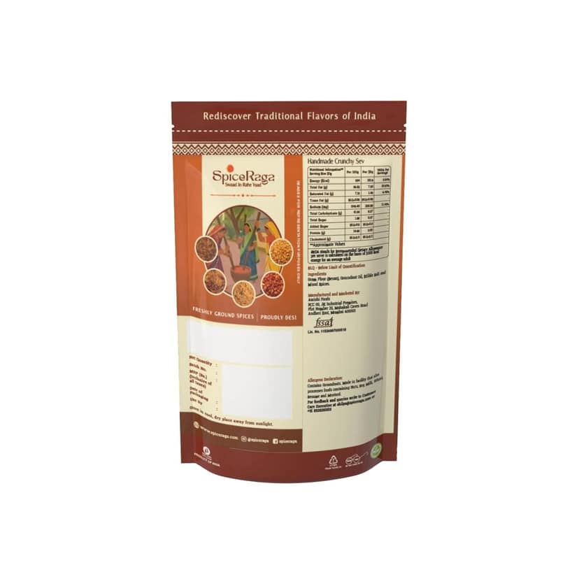 SpiceRaga | Crunchy Sev Pack of 4 - Handmade Sev | Tastes Like Home-made | No Palm Oil | No Trans Fat | Healthy Namkeen Sev | 100% Natural Ingredients | 160g Each view 2