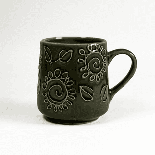 Heritales Olive Bloom Ceramic Mug for Coffee, Milk & Tea Lovers – 350 ML | Handcrafted in India | Vegan, Bone China-Free | Microwave, Dishwasher & Freezer Safe | Premium Artisanal Mug– Set of 1
