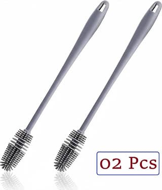 Bottle Cleaning Brush Silicone Long Handle for Baby Bottle, Water Bottle, Containers, Vase and Glass, Bottle Cleaner for Home and Kitchen Accessories Item Products 02 Pcs
