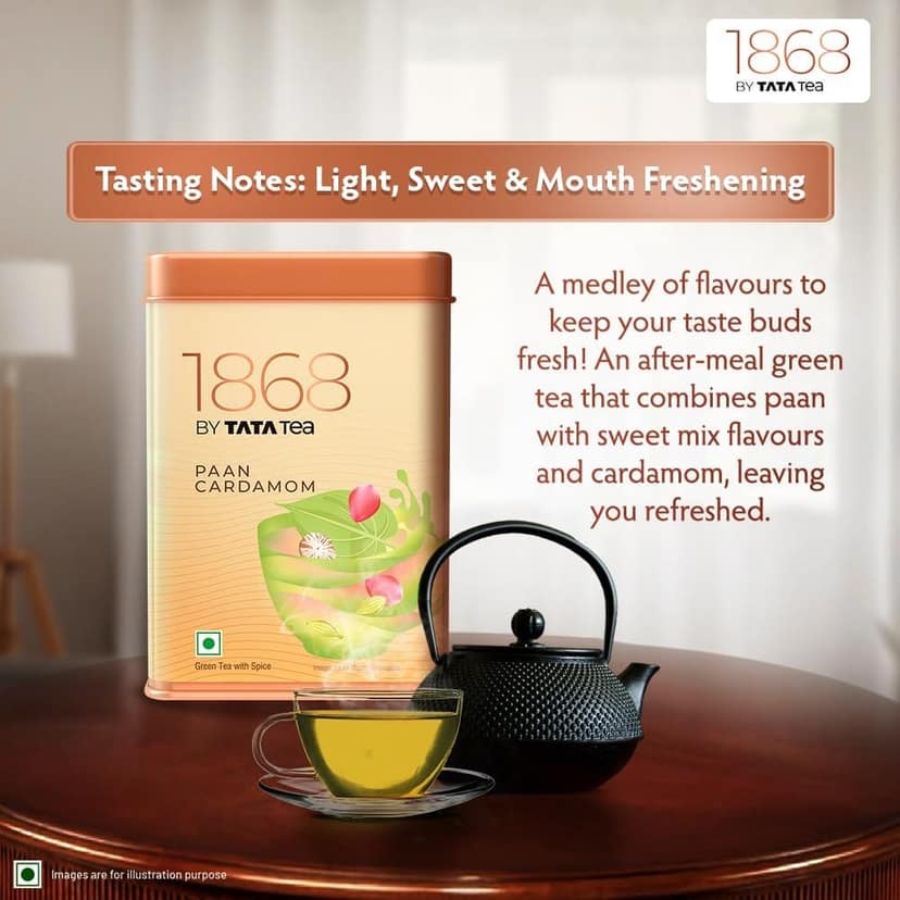 1868 by Tata Tea Paan Cardamom | 100g | Paan Flavoured Tea | Green Tea with sweet mix flavours and cardamom view 2