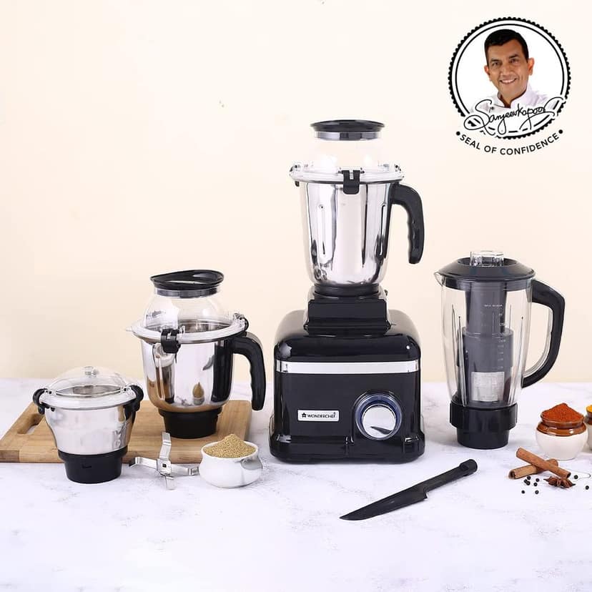 Wonder chef Sumo Black DLX Mixer Grinder with 4 Stainless Steel Jars, 1000 Watts view 2