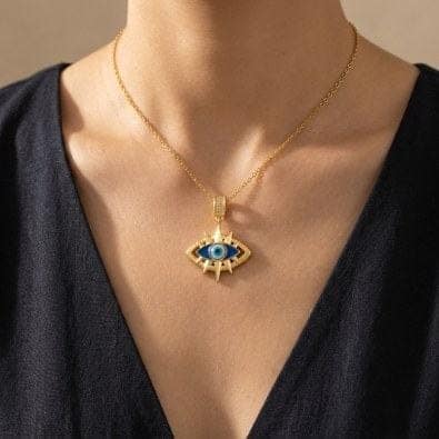 Evil Eye Starburst Pendant Necklace | Gold-Tone Anti-Tarnish Imitation Jewellery view 2