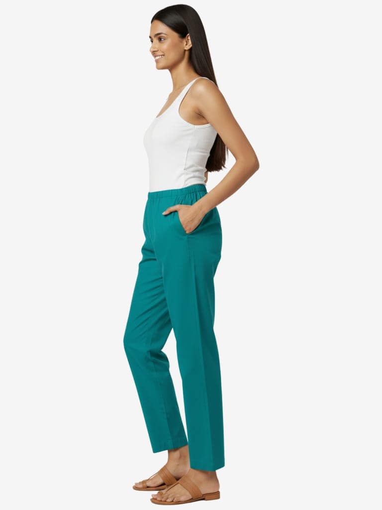 Women's Solid Cotton Trousers view 2
