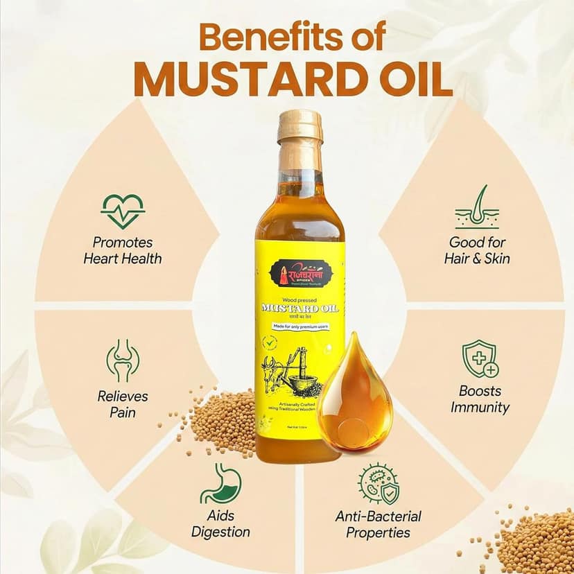 Rajgharana Spices Wood Pressed Mustard Oil (1 Litre) view 2