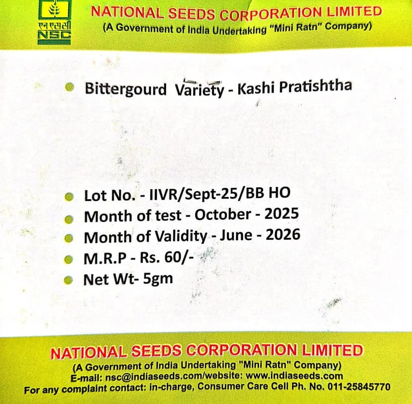 NSC BITTER GOURD VAR - KASHI PRATISHTA - 5 GM view 2
