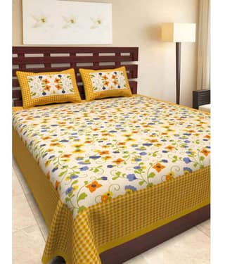 Uniqchoice Cotton King Bedsheet ( Multicolor )