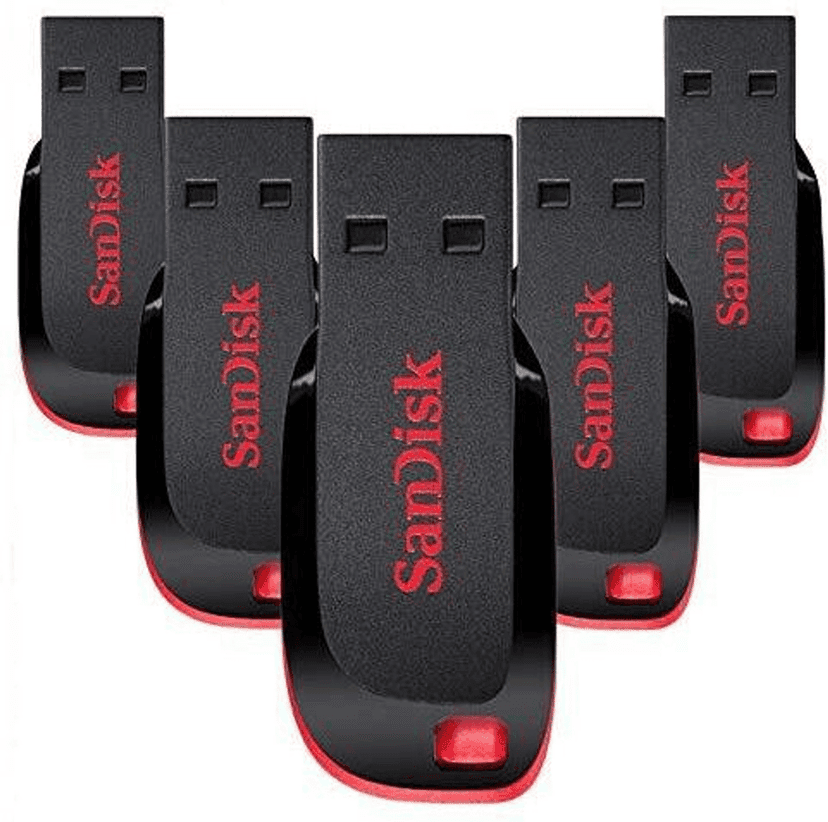 SanDisk Cruzer Blade USB 2.0 8gb Pendrive Pack of-5 8 GB Pen Drive Compatible with Audio Player, Desktop Computer, Gaming Console, Laptop, Mobile, Tablet, Netbook, Television USB 2.0 Plastic Case (Black, Red) view 2