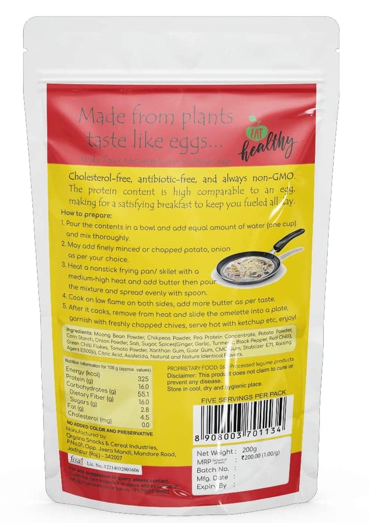 Spanish Potato Omelette (Just Egg - Less) | Protein Rich Post Workout Gym Snack | Pancake, Breakfast Cereal Alternative | 400g: Pack of2, 200g Each view 2
