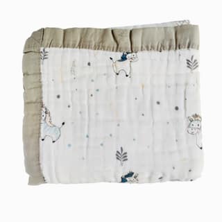 6-Layer Muslin Cotton Baby AC Blanket — Ultra-Soft, Breathable & Lightweight Blanket for Newborn to 6 Years, Stroller Cover & Crib Sheet (White and Khaki Beige)
