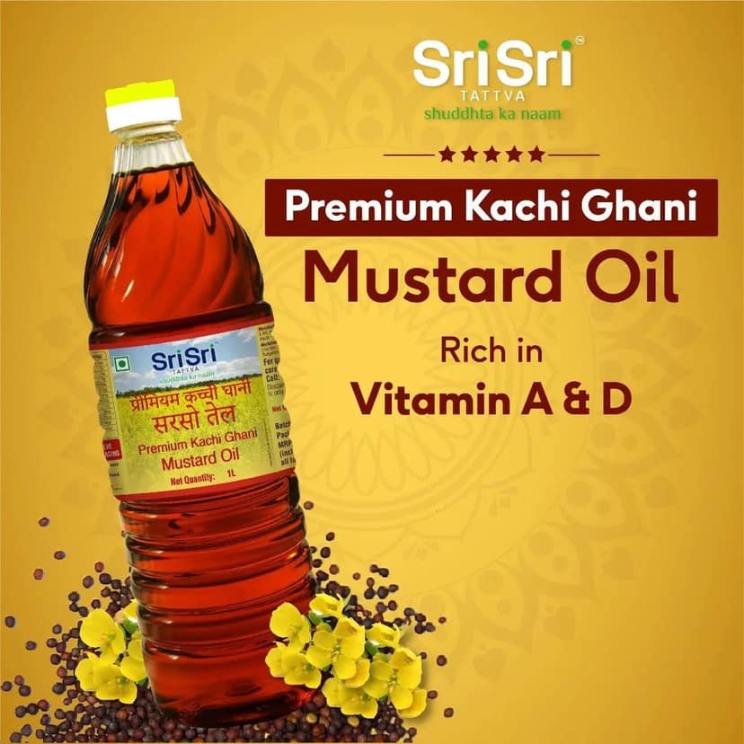 Sri Sri Tattva Premium Kachi Ghani Mustard Oil Bottle, 1L view 2