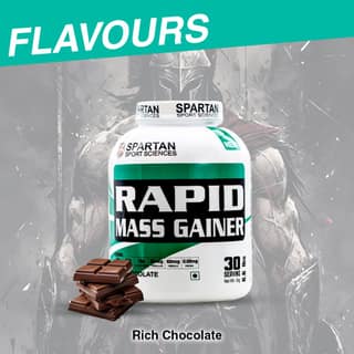 SPARTAN SPORT SCIENCES Rapid Mass Gainer | Muscle Mass & Weight Gainer Powder with Highest Protein and Carbohydrates with Added Multivitamins & Minerals for Men & Women