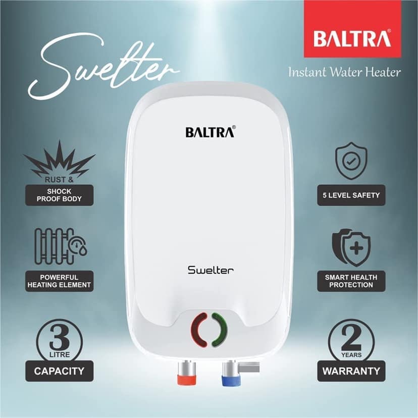 Baltra Swelter 1-Litre Instant Water geyser Heater (White) With ISI Mark view 2