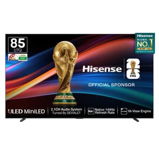Hisense 215 cm (85 Inches) 4K QLED Mini-LED Smart TV | 1000 NITS peak brightness | 144Hz Game Mode | Dolby Vision IQ & Dolby Atmos | 2.1 CH 50W Speakers (Built-in Subwoofer) | VIDAA OS | 85U7Q (Black) Hisense 215 cm (85 Inches) 4K QLED Mini-LED Smart TV