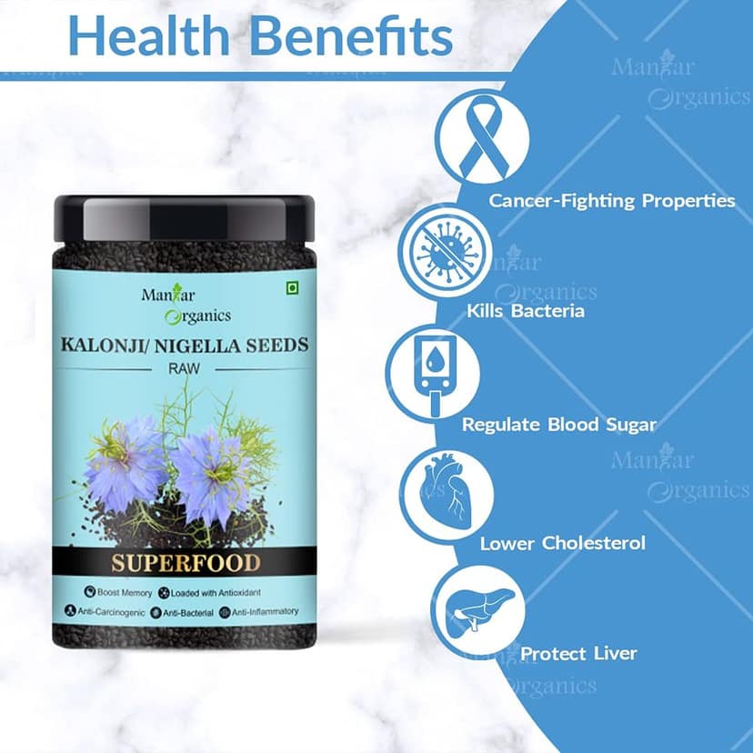 ManHar Organics Nigella Seeds 900gm Jar - Kalonji seeds for hair growth ( Pack of 2, 450gm each ) view 2
