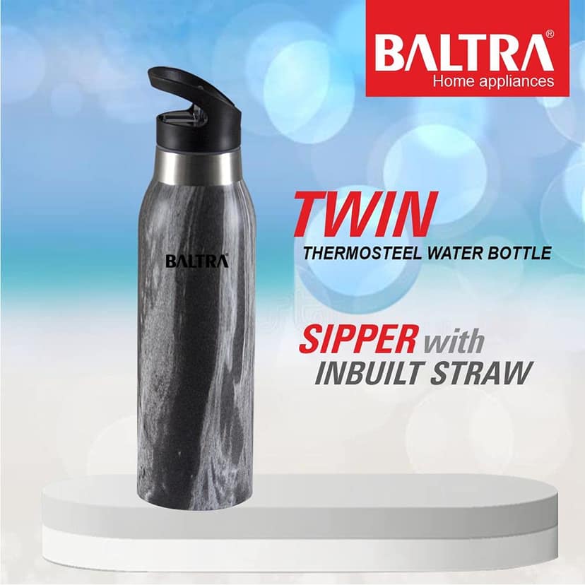 BALTRA Twin Thermosteel Hot and Cold Water Bottle Steels Stainless Steel Sports Vacuum Flask 500ml view 2