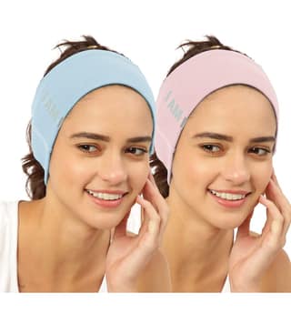 FREECULTR Unisex Bamboo Bandana, Anti Microbial Super Soft & Comfort Fit, Breathable Multipurpose Headband, Face Mask for Dust Protection and Sun - Size Printed Pack of 2-Chalk Blue, Peach