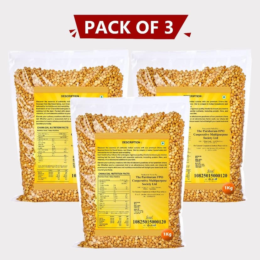 Chana Dal (1kg), Pack of 3 view 2
