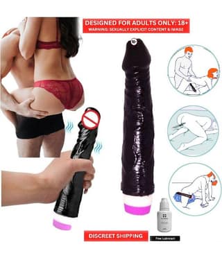 9" Long & Soft Sexy Real Felling BLACK Colored Vibrating Dildo For Sexy Girls Vagina - By CRAZYNYT