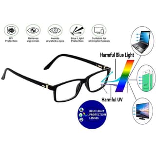Hrinkar Zero Power Computer Glasses for Eye Protection with Blue Light Filter for Men & Women | Black | HBCT-FRM-BK-11