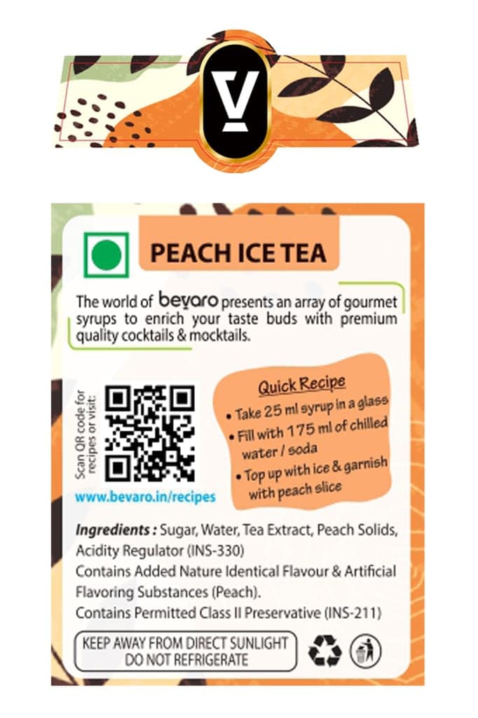 BEVARO Peach Ice Tea Syrup and Mint Mojito Syrup Combo, 300ml each (600 ml, Pack of 2) view 2