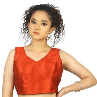 TheHangr Maroon Silk Multicolor Latkan Blouse - 34