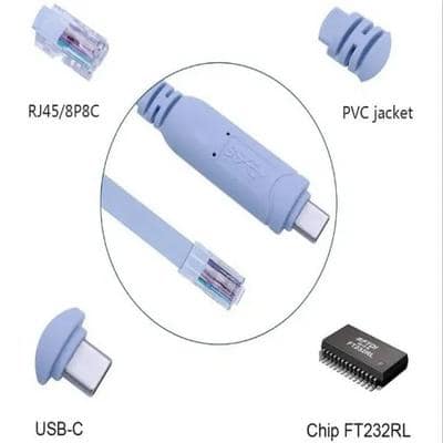 Rj-45 to Type C Male Console Cable, Debug Line, Compatible with Cisco, Routers/Switches for Laptop in Windows, Mac, Linux view 2