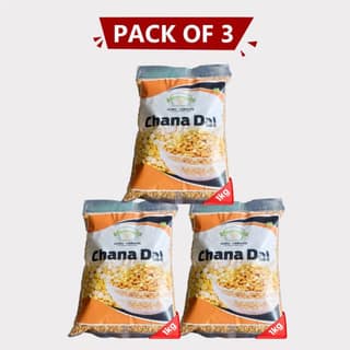 Chana Dal 3 kg (Pack of 3 x 1kg) by Agrobusiness Krishi Producer – Pure & Natural Farm-Fresh for Daily Cooking. (pack of 3)