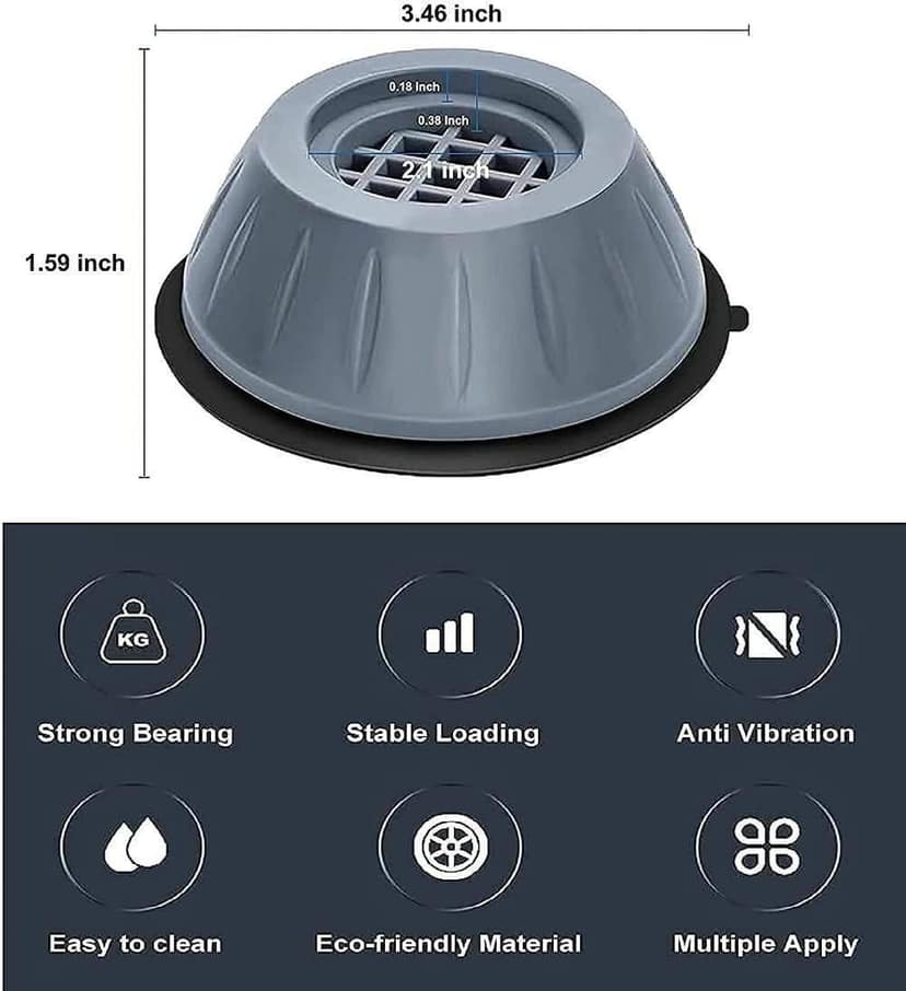 Anti Vibration Pad for Washing Machine – 4 Pcs Non-Slip Shock Absorber Pads for Top & Front Load Washers | Noise & Movement Reduction view 2