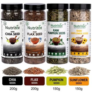 Nutritoz Natural Raw Combo Seeds Value Pack Chia Seeds, Flax Seeds, Pumpkin Seeds, Sunflower Seeds (700 g, Pack of 4)