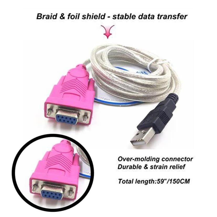 USB To Serial DB9 Male (9 Pin) RS232 Cable Adapter, Converter view 2